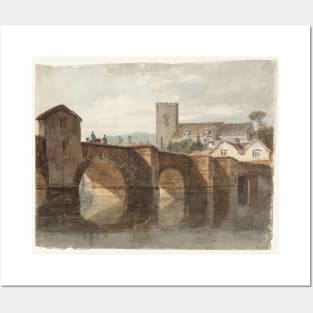 Aylesford Bridge and Church, Kent, 1798 Posters and Art